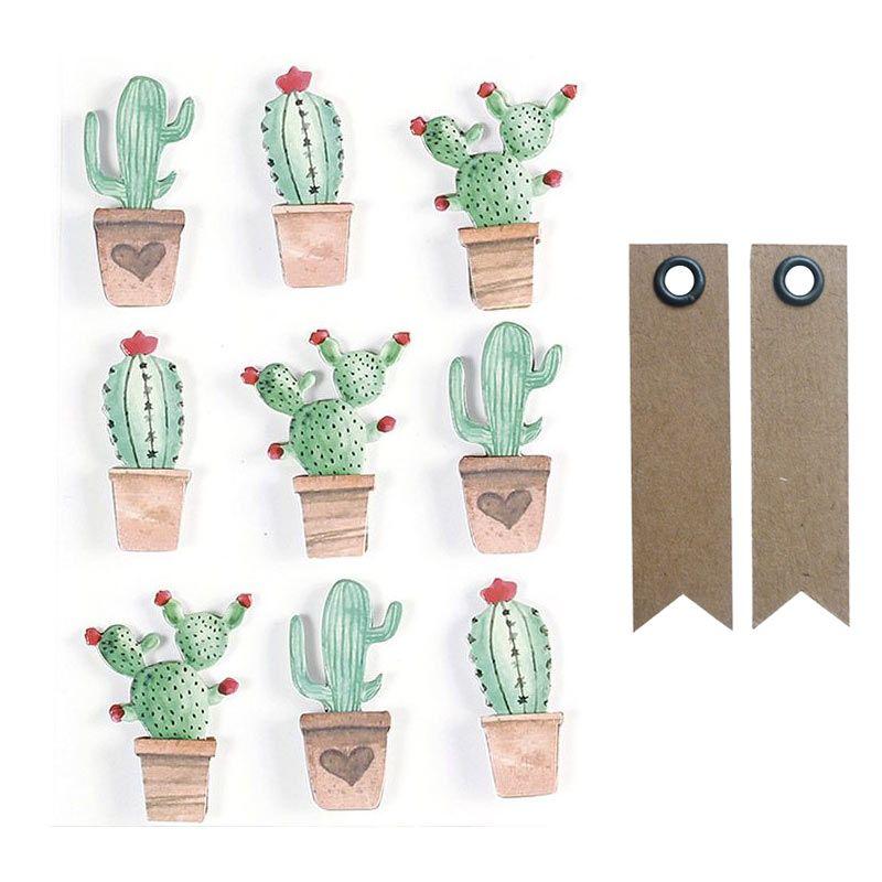 Stickers plante verte cactus autocollant étiquette scrapbooking