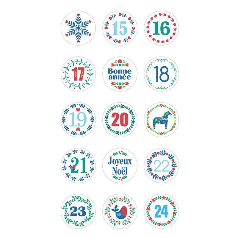 Round stickers for Advent Calendar Folk