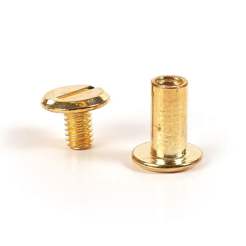 20 tornillos Chicago dorados para el cuero 10 mm x Ø 9,5 mm