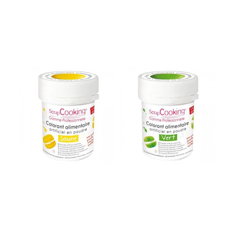 2 colorants alimentaires en poudre - vert-jaune