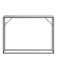 Console table with 1 shelf, stone look, black frame, 110 x 26 x 80 cm