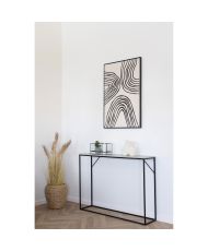 Console table with 1 shelf, stone look, black frame, 110 x 26 x 80 cm