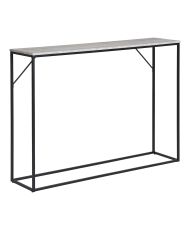 Console table with 1 shelf, stone look, black frame, 110 x 26 x 80 cm