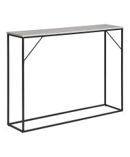 Console table with 1 shelf, stone look, black frame, 110 x 26 x 80 cm
