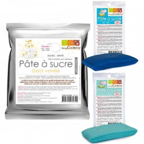 Kit de pâte à sucre France - bleu-blanc-rouge - 450 g