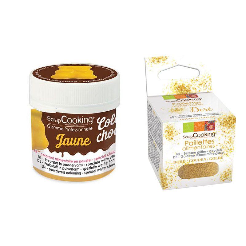 Colorante alimentare solubile Giallo + Glitter alimentare oro