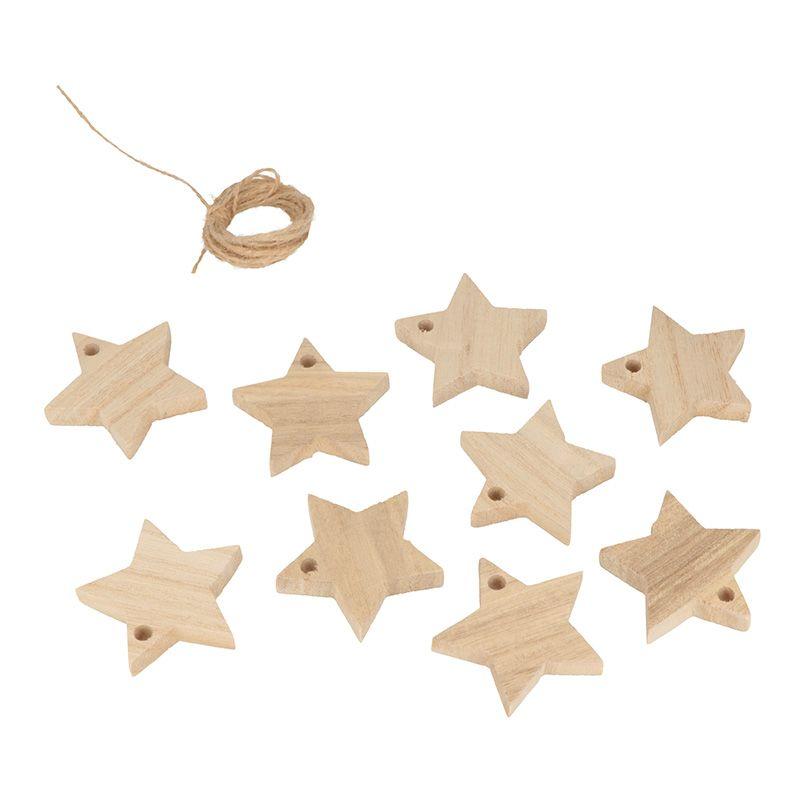 Guirnalda de madera 10 estrellas + cuerda