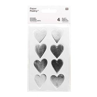 TWO TONE HEARTS Peel Off Stickers Heart Wedding Valentine Gold or Silver 
