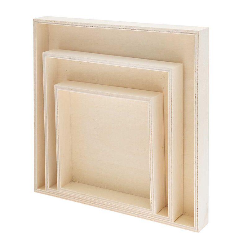3 square wooden trays 100% FSC