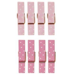  8 mini Pinzas de madera magnéticas 3,5 cm - Rosa 