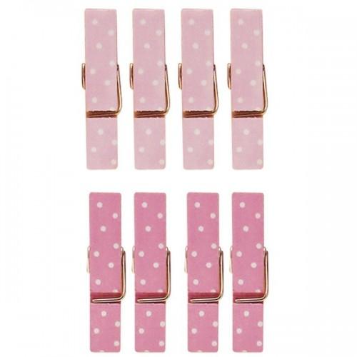  8 mini magnetic clothespins 3.5 cm - pink 