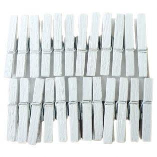  24 mini pinzas de madera blancas 