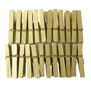  24 mini clothespins - golden 