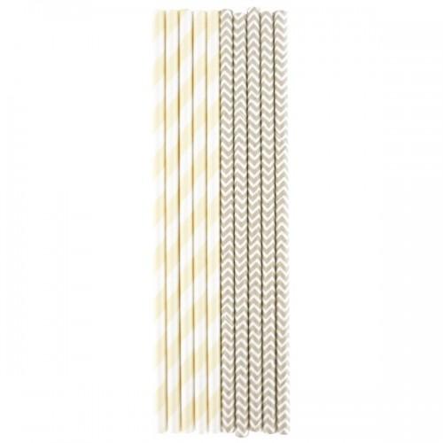  25 beige paper straws 