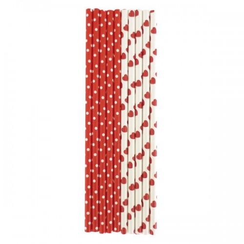  25 red paper straws 