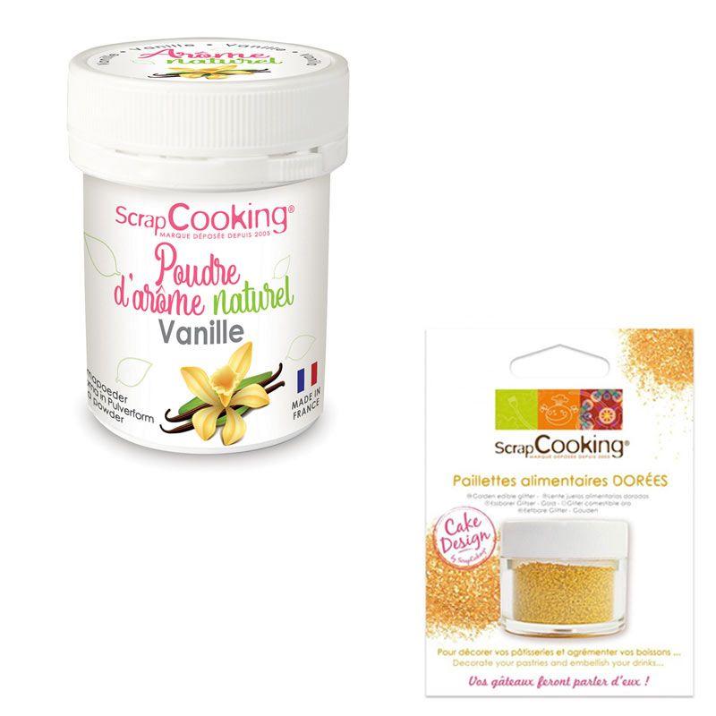 Arôme alimentaire naturel Vanille + paillettes dorées