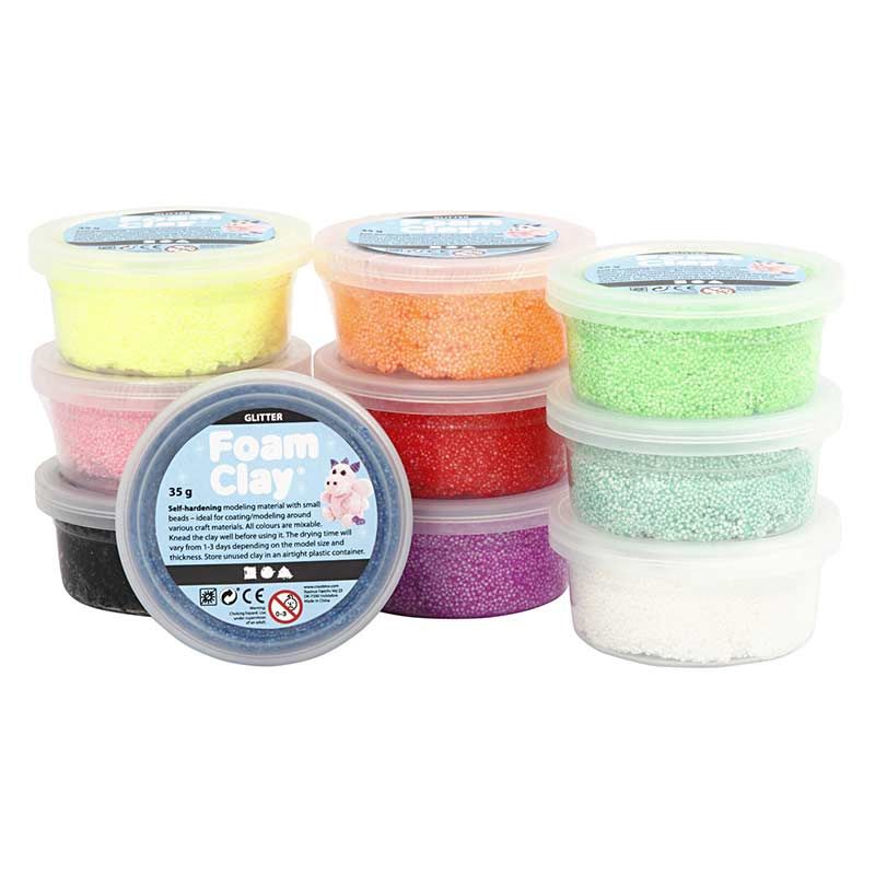 Set per modellare Foam Clay® - Glitter - 10 x 35 g