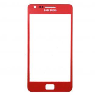  Vitre écran de façade rouge + adhésif pour Samsung Galaxy S2 I9100 