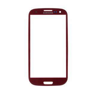  Vitre écran de façade rouge + adhésif pour Samsung Galaxy S3 I9300 I9305 