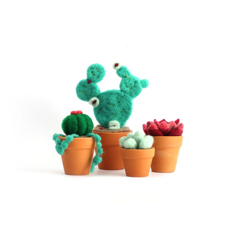 Scatola di lana cardata - Piccolo cactus