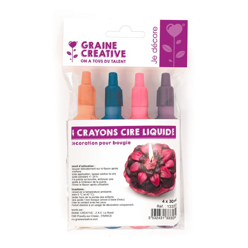 4 liquid candle wax crayons