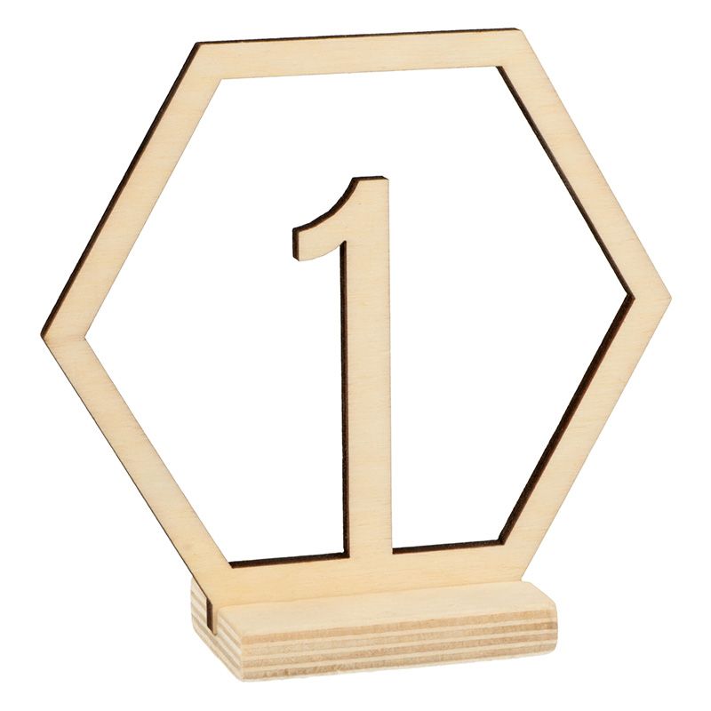 15 números hexagonales de madera para mesa de boda