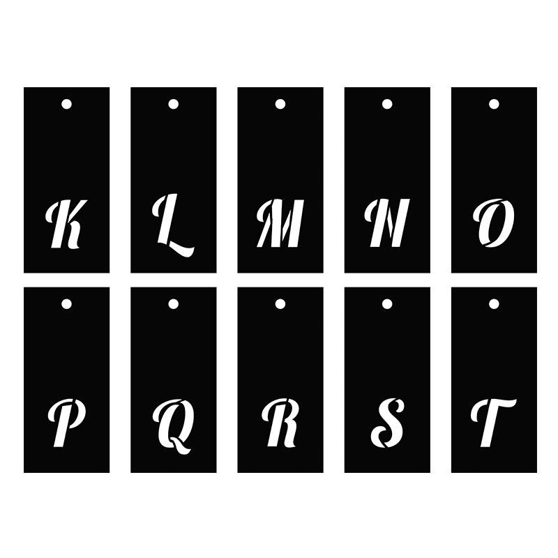 Alphabet stencils on ring 70 motifs - cursive letter