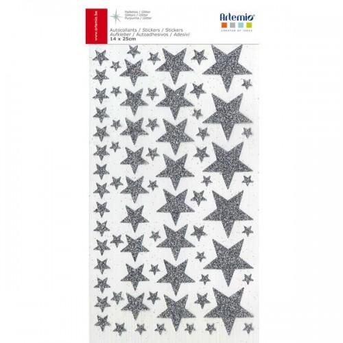 Stickers étoiles à paillettes argentées 