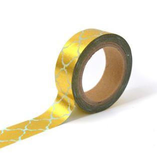  Masking tape - golden with blue patterns 