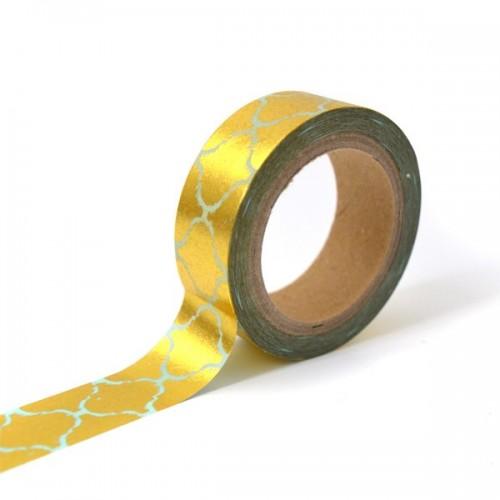 Masking tape bleu avec frise orientale dorée Masking tape bleu avec frise orientale dorée