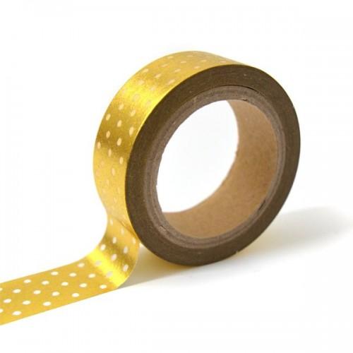  Masking tape dorado con puntos blancos 