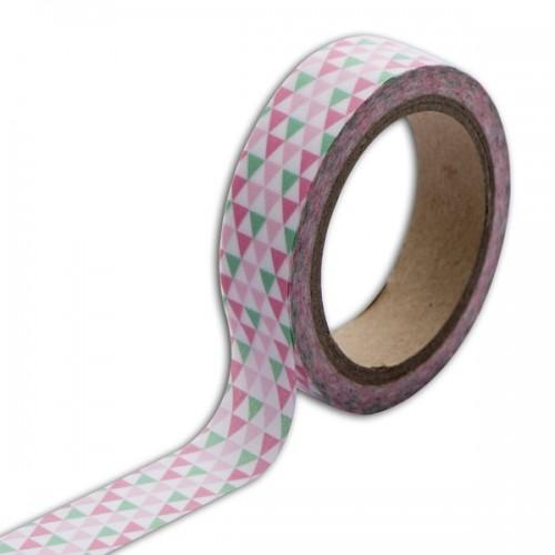  Masking tape con triángulos verdes y rosa 