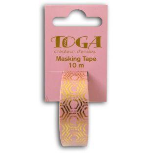  Masking tape - pink & golden hexagons 
