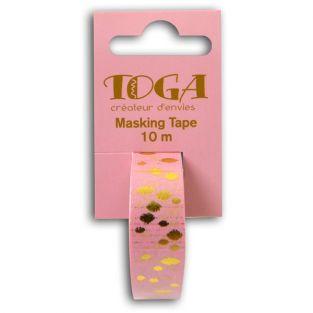  Masking tape rosa con manchas doradas 