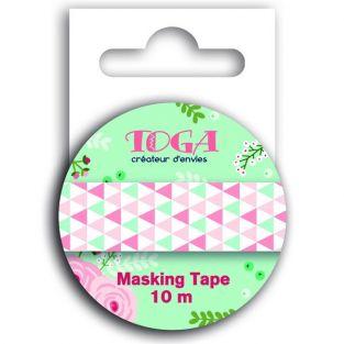  Masking tape con triángulos verdes y rosa 