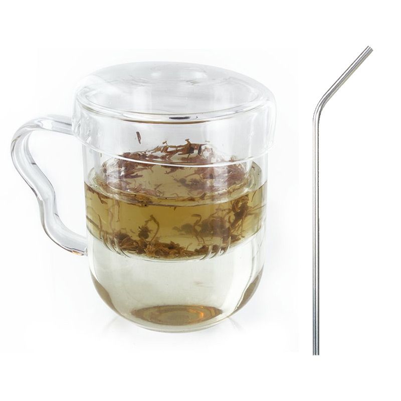 Tazza da tè in Vetro Coperchio e cestello con infusore in Acciaio Inossidabile Perfect Clear Tea Mug-Blue holilest Tazza 