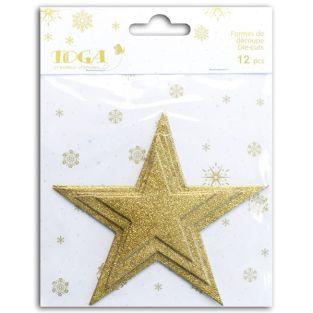  Shapes cut sequined Stars - golden 
