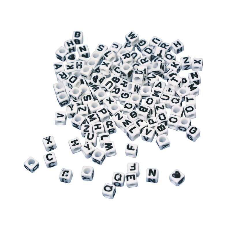 Alphabet beads square white 5 x 5 mm