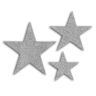  Cut shapes sequined Stars - silver 