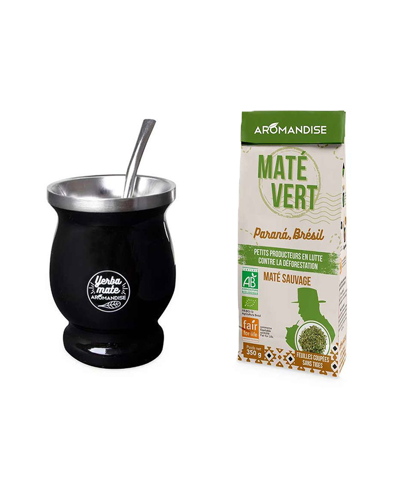 Tasse et bombilla à maté 230ml + Thé vert maté sauvage du Brésil 350g