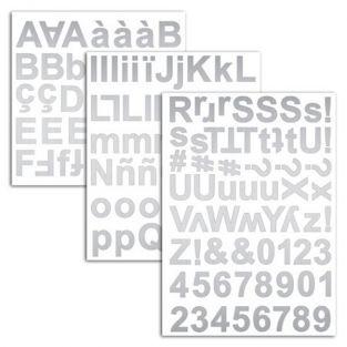  165 stickers alphabet argenté 