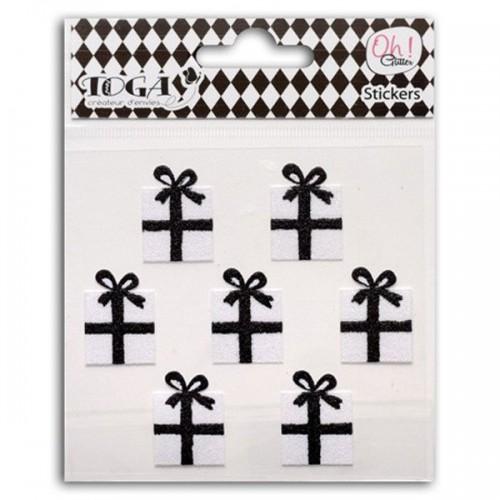  Stickers cadeaux noirs & blancs 