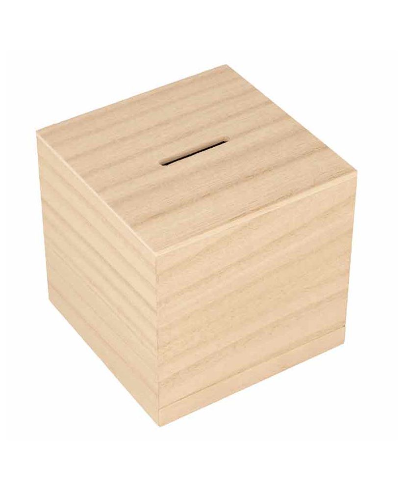 Tirelire carrée en bois 8,7x8,7 cm