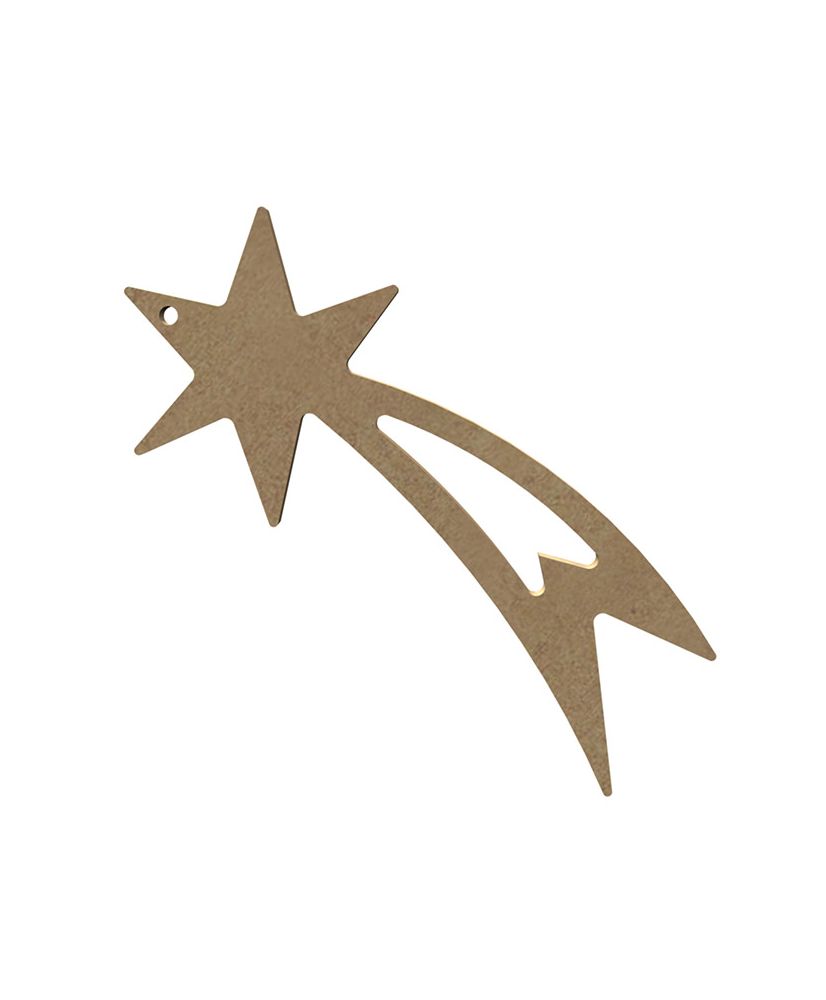 Estrella fugaz de madera MDF para decorar - 15 x 6 cm
