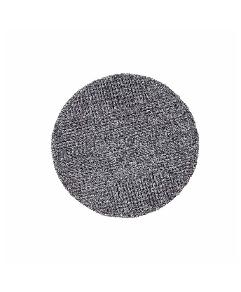 Tappeto rotondo in lana testurizzata - nero e beige - Ø 160 cm
