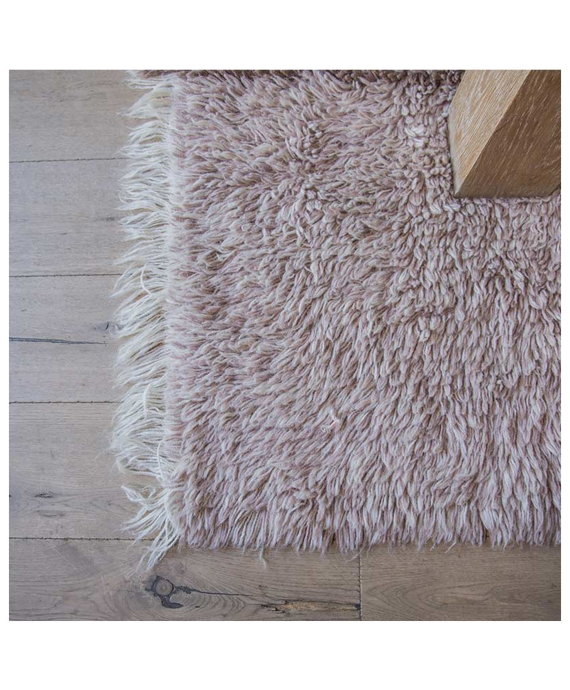 Tapis laine poils longs - naturel rose - 200 x 300 cm
