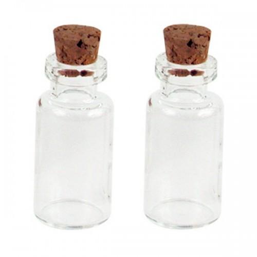  2 mini botellas con tapón de corcho 