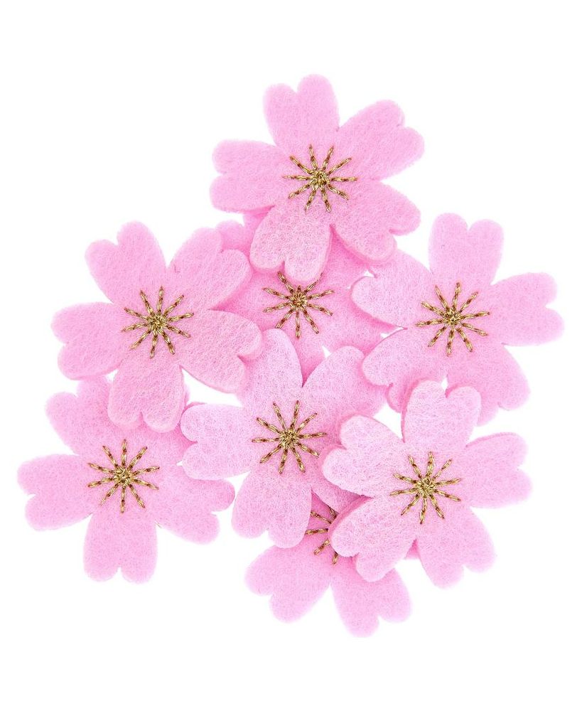 8 coriandoli fiori di ciliegio, feltro rosa scuro