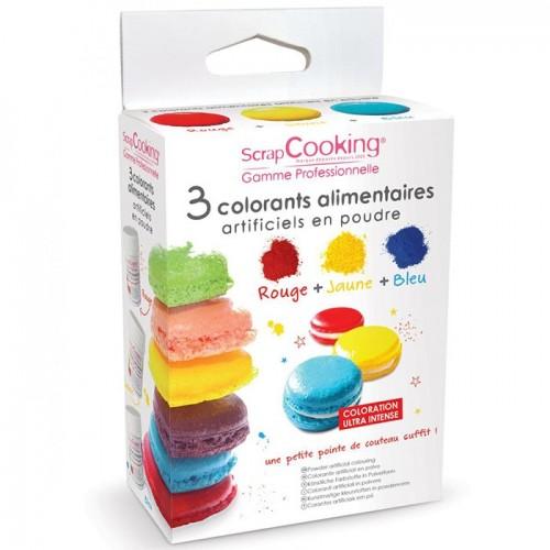  3 food colorings - yellow-red-blue 