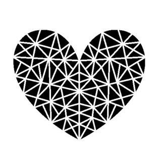  Sello transparente - Corazón geométrico y bloque acrílico 